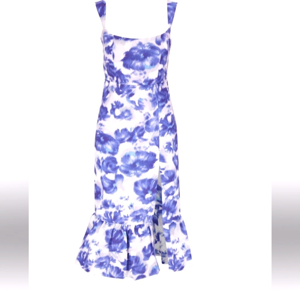 Sachin and Babi Laura Azure Watercolor midi dress in size 4